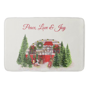 Peace, Love & Joy Christmas Trailer Camper  Bath Mat