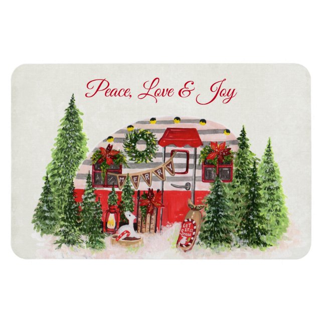 Peace Love & Joy Christmas Trailer Camper  Magnet (Horizontal)