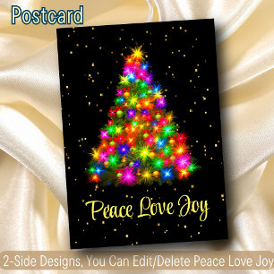 Peace Love Joy Christmas Tree Lights 2 Side Design Holiday Postcard
