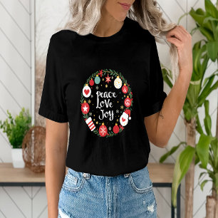 Peace Love Joy Christmas Wreath Festive  T-Shirt