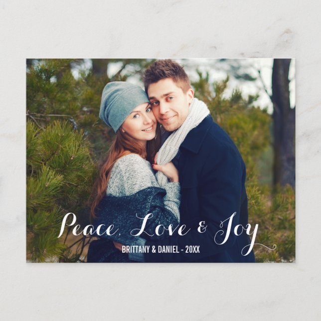 Peace Love & Joy Couple Photo Postcard W (Front)