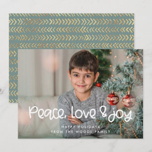 Peace Love Joy Cute Christmas Photo Holiday Card