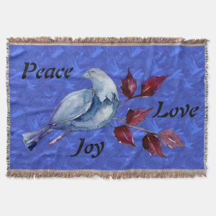 Peace/Love/Joy Dove Throw Blanket