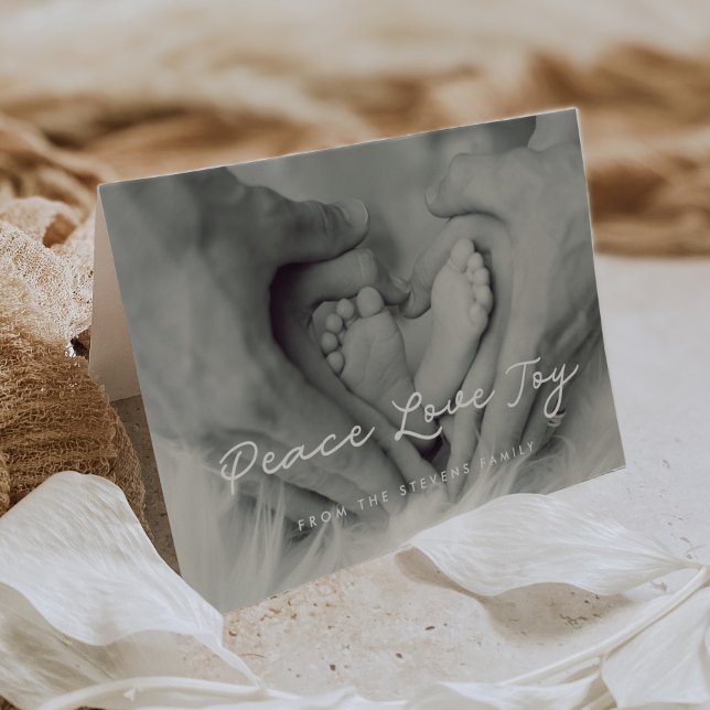 Peace Love Joy Elegant Simple Photo Holiday Card (Creator Uploaded)