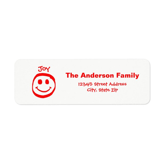 Peace, Love, Joy Face  - Return Address Label (Front)