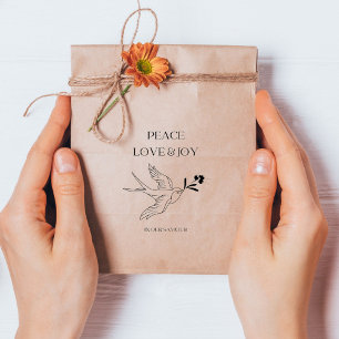 Peace Love Joy Faith Christmas Snow Bird Berries  Rubber Stamp