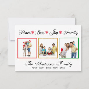 Peace Love Joy Family - 3x5 Holiday Card