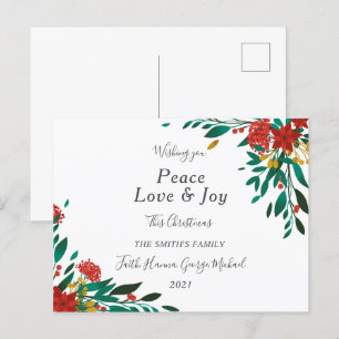 Peace Love Joy Family Merry Christmas Postcard