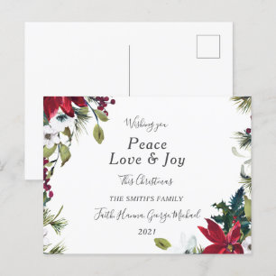 Peace Love Joy Family Merry Christmas Postcard