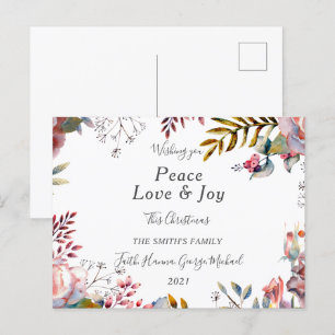 Peace Love Joy Family Merry Christmas Postcard