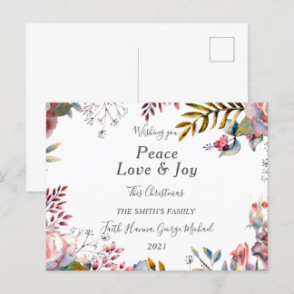 Peace Love Joy Family Merry Christmas Postcard