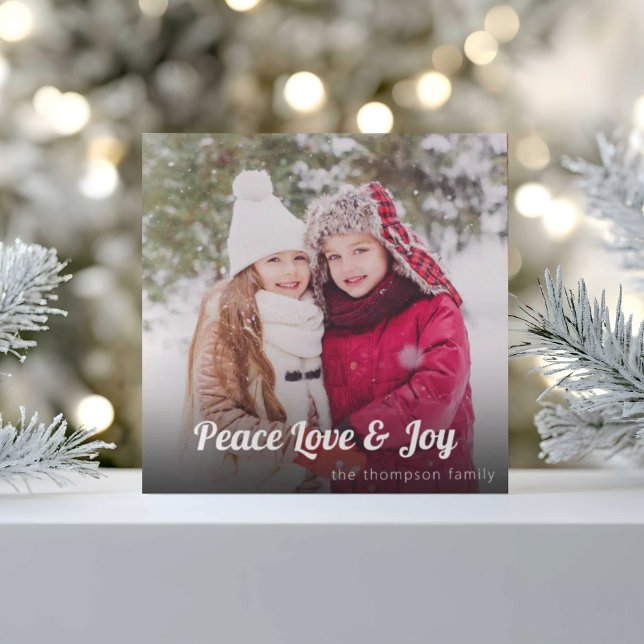 Peace Love Joy Family Photo Christmas Holiday Card (Creator Uploaded)