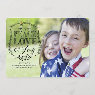 Peace Love & Joy Flat Christmas Holiday Photo Card