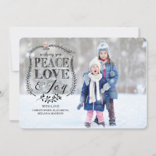 Peace Love & Joy Flat Christmas Holiday Photo Card