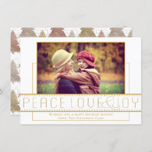 Peace Love Joy   Gold Modern Minimalist Photo Holiday Card