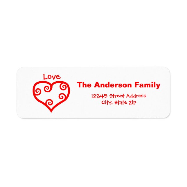Peace, Love, Joy Heart  - Address Label (Front)