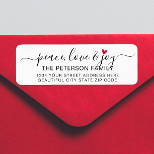 Peace Love Joy Heart Christmas Return Address 