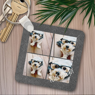 Peace Love Joy Holiday Chalkboard Photo Collage Key Ring