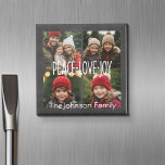 Peace Love Joy Holiday Chalkboard Photo Collage Magnet<br><div class="desc">Use 4 square or instagram pictures to make a unique and trendy Merry Christmas memento. If you need to move anything around,  click on the customise button to make changes.</div>