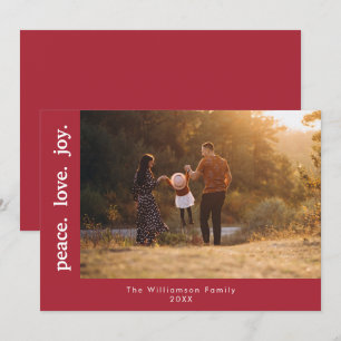 Peace Love Joy Holiday Christmas Family Photo Card
