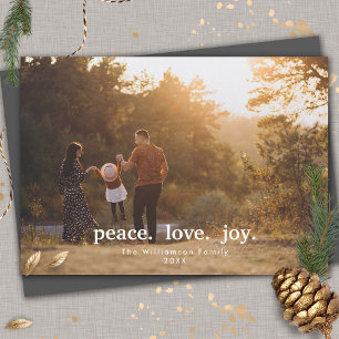 Peace Love Joy Holiday Christmas Family Photo Card