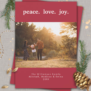 Peace Love Joy Holiday Christmas Flat Holiday Card