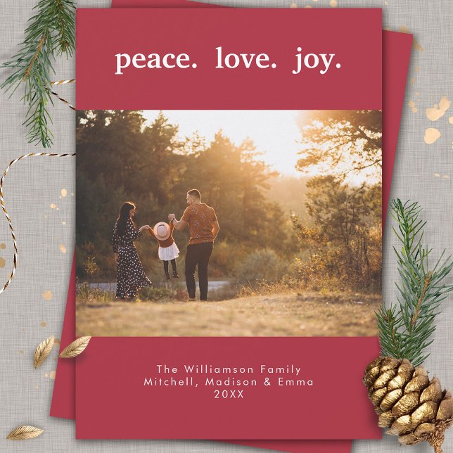 Peace Love Joy Holiday Christmas Flat Holiday Card (Creator Uploaded)