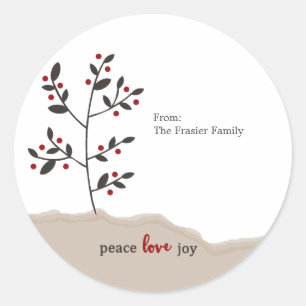 Peace Love Joy Holiday Gift Classic Round Sticker