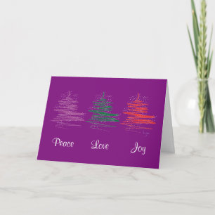 Peace Love Joy, Holiday - Modern Purple