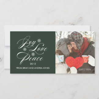 PEACE LOVE JOY HOLIDAY PHOTO CARD GREEN
