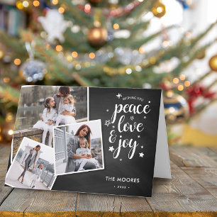 Peace Love Joy Holiday Photo Collage Greeting Card