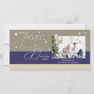 Peace Love Joy Holiday Photocard (sapphire) Card