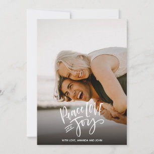 Peace Love Joy   Holidays Vertical Photo Christmas Holiday Card
