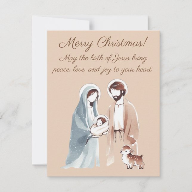 Peace, Love & Joy in Christ's Birth Greeting Card (Front)