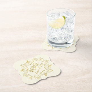 Peace Love Joy Ivory Festive Foliage Vintage Deco Paper Coaster