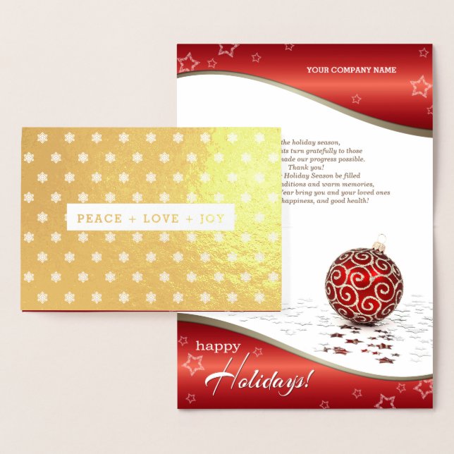 PEACE+LOVE+JOY. Luxury Christmas Corporate  Foil Card (Display)