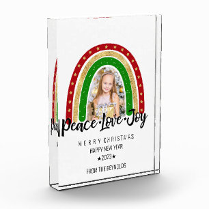 Peace Love Joy Merry Christmas Rainbow Photo