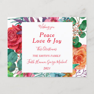 Peace Love Joy Merry Family Christmas Postcard