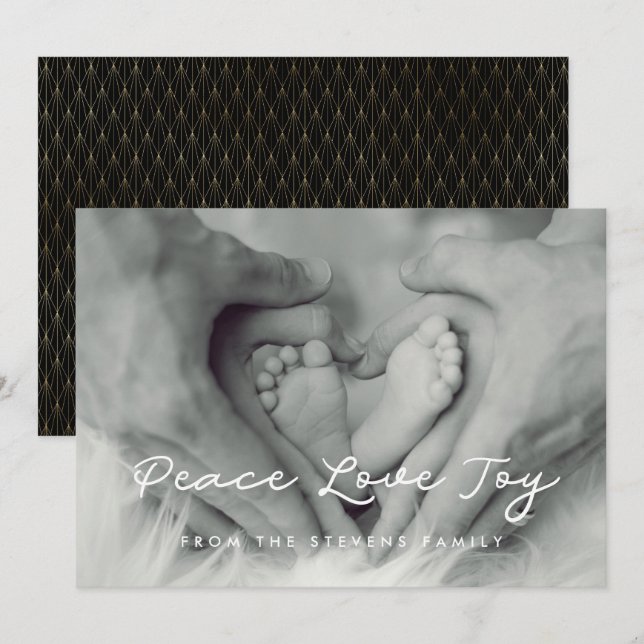 Peace Love Joy Minimalist Holiday Photo Card (Front/Back)