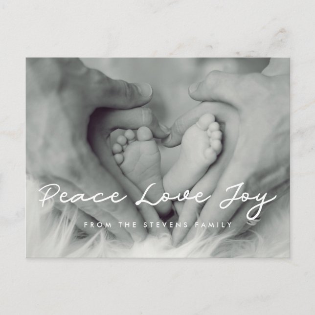 Peace Love Joy Minimalist holiday photo Postcard (Front)