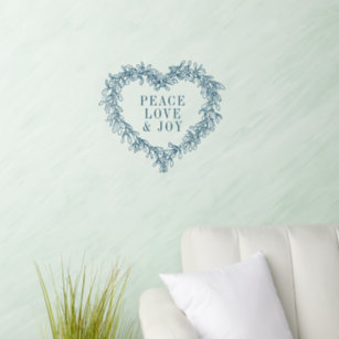Peace, love joy mistletoe Christmas white blue Wall Decal