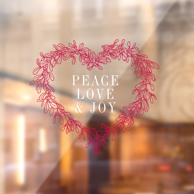 Peace, love joy mistletoe Christmas white red Window Cling (Sheet 2)