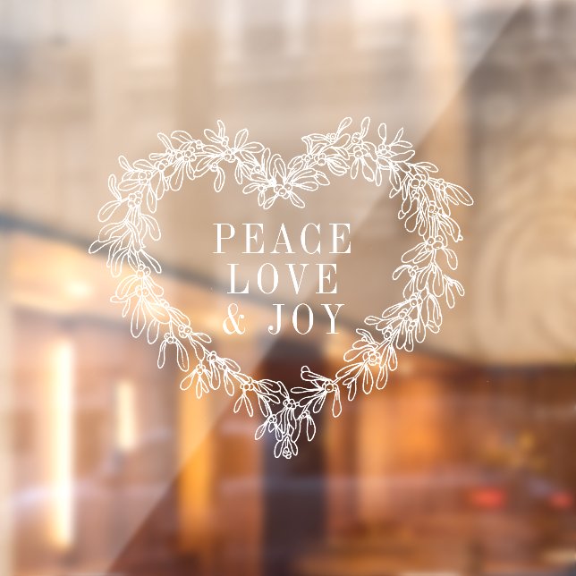 Peace, love joy mistletoe Christmas white Window Cling (Sheet 2)