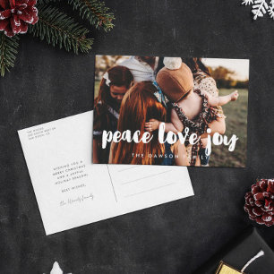 Peace Love Joy Modern holiday family photo Postcard
