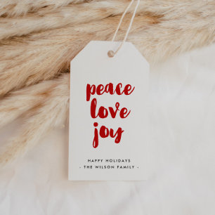 Peace Love Joy Modern Holiday Gift Tags