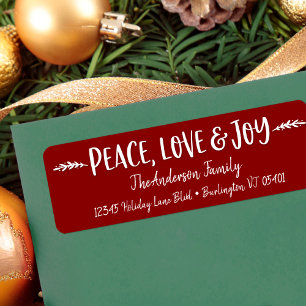 Peace Love Joy Modern Typography Name Burgundy Red