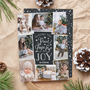 Peace, Love & Joy   Multi Photo Collage Holiday Card