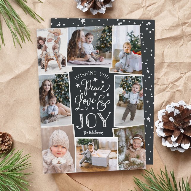 Peace, Love & Joy | Multi Photo Collage Holiday Card (Creator Uploaded)
