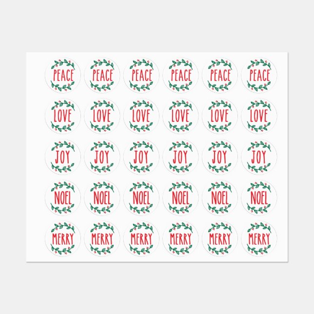 Peace, Love, Joy, Noel, & Merry Stickers & Labels (Sheet)