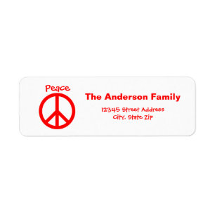 Peace, Love, Joy Peace Sign - Address Label